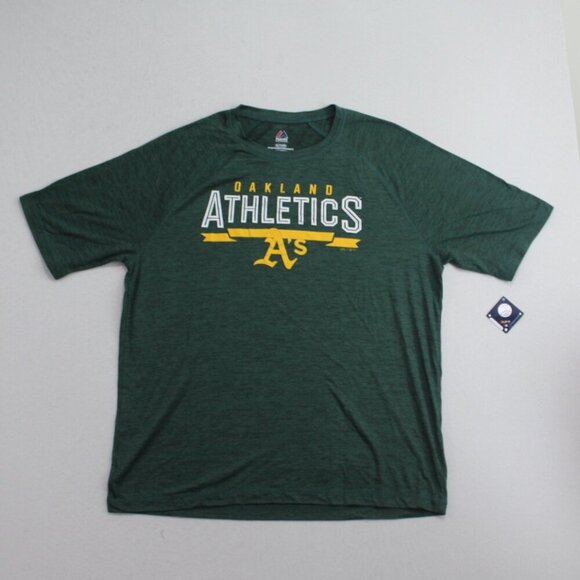 Majestic Men Green Tee Shirt Oakland Athletics A's Light Weight Size XL - Picture 1 of 11